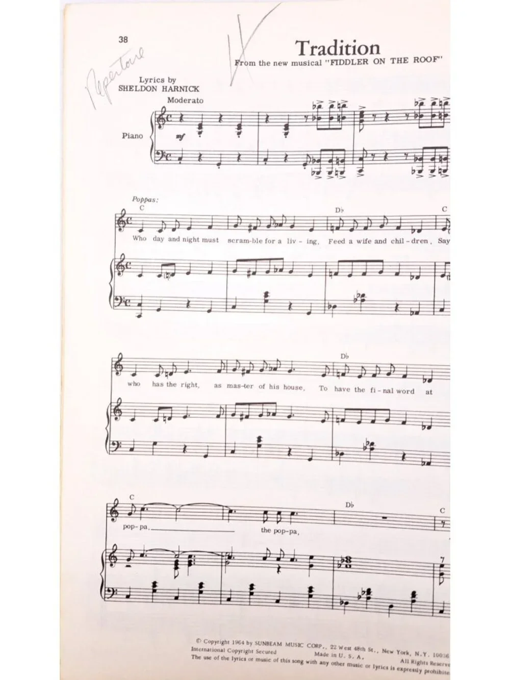 Vintage Vocal Selections From Fiddler On The Roof Sheet Music 1964 Musical - Picture 11 of 12